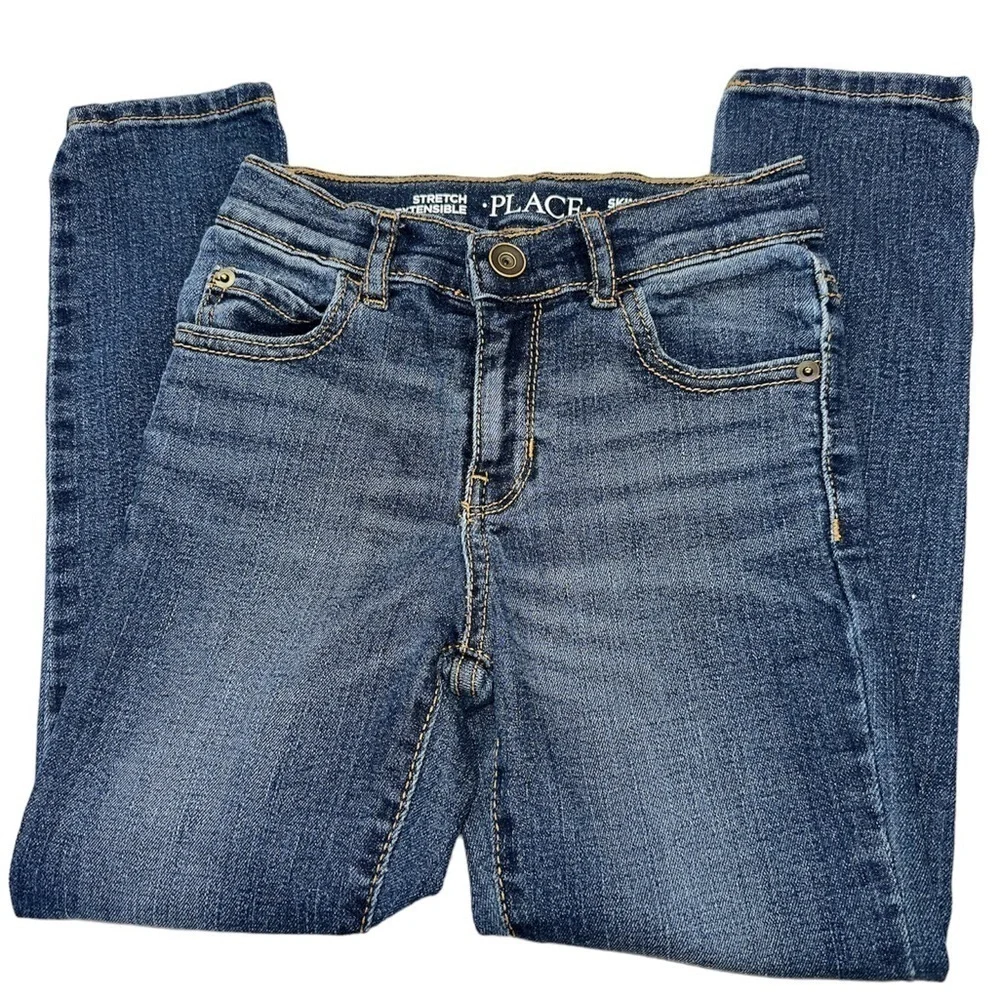 Place Girls Denim Cotton Blend Skinny Jeans Adjustable Waistband Zipper/Snap S6